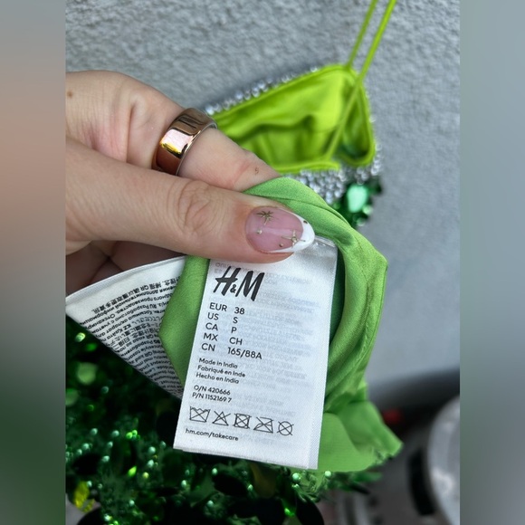 H&M Studio Green Sequined Embellished mini Dress Designer Re-enchantment - Picture 14 of 16